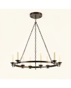 Natal 8 - Light Candle Style Wagon Wheel Chandelier (synthetic illustration; no displayed measurements)