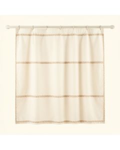 Dawn Falls Shower Curtain Hanging Flat From A Plain Rod - Ivory (synthetic illustration; no displayed measurements)