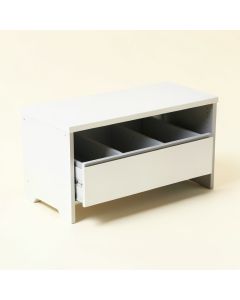 Shoe Storage Bench With Drawer And Open Compartments (synthetic illustration; no displayed measurements)