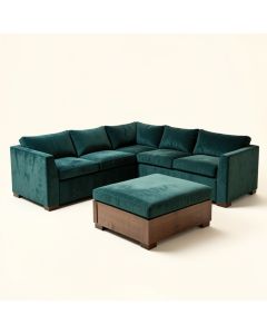 Atis 140 '' Wide Velvet Symmetrical Modular Sectional With Ottoman (synthetic illustration; no displayed measurements)