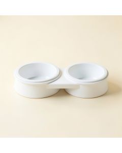 Vale Bend Pet Feeding Stand With Two Plain Empty Bowls - White (synthetic illustration; no displayed measurements)