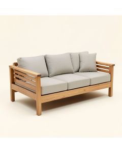 Malta Teak Patio Sofa With Cushions (synthetic illustration; no displayed measurements)