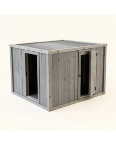 Meadow Crest Empty Furniture-Style Litter Enclosure - Gray (synthetic illustration; no displayed measurements)