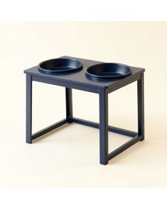 Lake Edge Pet Feeding Stand With Two Plain Empty Bowls - Navy (synthetic illustration; no displayed measurements)