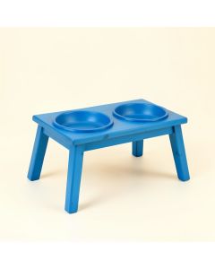 Briar Bluff Pet Feeding Stand With Two Plain Empty Bowls - Blue (synthetic illustration; no displayed measurements)
