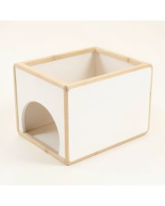 Dawn Arc Empty Furniture-Style Litter Enclosure (synthetic illustration; no displayed measurements)