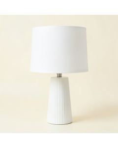 Cliff Bend Table Lamp With A Plain Fabric Shade - White (synthetic illustration; no displayed measurements)