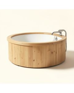 61 '' X 30 '' Freestanding Soaking Bathtub With Faucet (synthetic illustration; no displayed measurements)