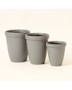 Happy Planter Planter , Set Of 3 ( Large , Med , Small ) , Pigeon Grey (synthetic illustration; no displayed measurements)