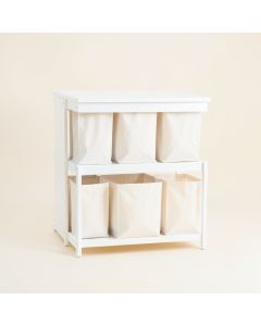Dawn Arc Laundry Sorting Station With Plain Removable Bags (synthetic illustration; no displayed measurements)
