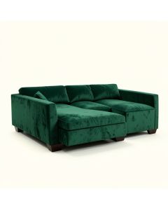 Stoltenberg 141 '' Wide Velvet Sofa & Chaise (synthetic illustration; no displayed measurements)