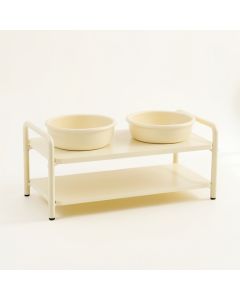 Willow Canyon Pet Feeding Stand With Two Plain Empty Bowls - Cream (synthetic illustration; no displayed measurements)