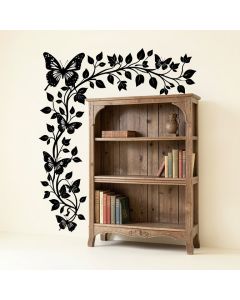 Dartington New Huge Butterfly Vine And Vintage Bookshelf Wall Decal (synthetic illustration; no displayed measurements)