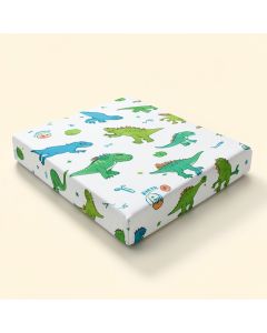 Blue And Green Mod Dinosaur Photo Op Fitted Crib Sheet (synthetic illustration; no displayed measurements)