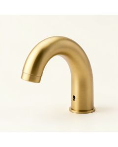 C-Shaped Curved Single Hole Bathroom Faucet With Drain Assembly (synthetic illustration; no displayed measurements)