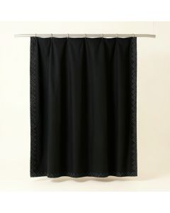 Laurel Dell Shower Curtain Hanging Flat From A Plain Rod - Black (synthetic illustration; no displayed measurements)