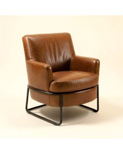 Gable Top Grain Leather Barrel Chair (synthetic illustration; no displayed measurements)