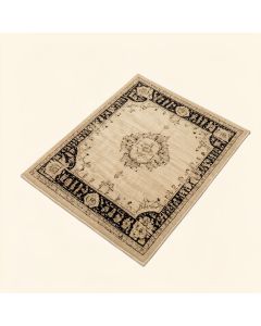 Rugsotic Carpets Hand-Knotted Silk Beige/Black Area Rug (synthetic illustration; no displayed measurements)