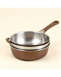 Ayesha Curry Stainless Steel 2-Piece Non-Stick Skillet Set (synthetic illustration; no displayed measurements)