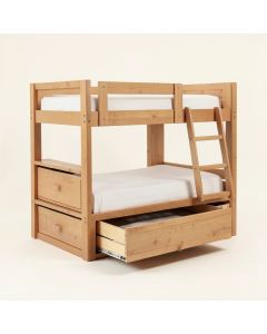 Tena Twin Over Full Bunk Bed With Trundle , Shelves And 4 Drawers (synthetic illustration; no displayed measurements)