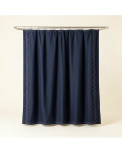 Vale Edge Shower Curtain Hanging Flat From A Plain Rod - Navy (synthetic illustration; no displayed measurements)