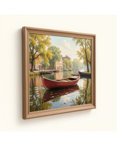 Red Boats At Argenteuil By Claude Monet - Picture Frame Painting Print On Canvas (synthetic illustration; no displayed measurements)