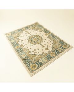 Hillsby Oriental Ivory Cream/Teal/Yellow Area Rug (synthetic illustration; no displayed measurements)