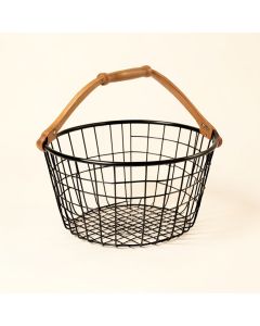 Oval Wire Basket With Wooden Handles (synthetic illustration; no displayed measurements)