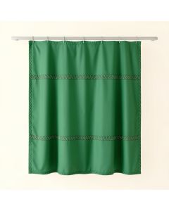 Shore Dell Shower Curtain Hanging Flat From A Plain Rod - Green (synthetic illustration; no displayed measurements)