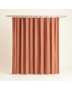 Juniper Edge Shower Curtain Hanging Flat From A Plain Rod - Terracotta (synthetic illustration; no displayed measurements)