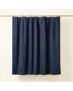 Reed Bluff Shower Curtain Hanging Flat From A Plain Rod - Navy (synthetic illustration; no displayed measurements)