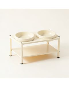 Willow Falls Pet Feeding Stand With Two Plain Empty Bowls - Ivory (synthetic illustration; no displayed measurements)