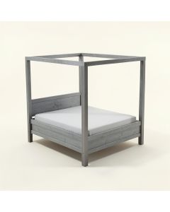 Miraflores King Solid Wood Low Profile Four Poster Bed (synthetic illustration; no displayed measurements)