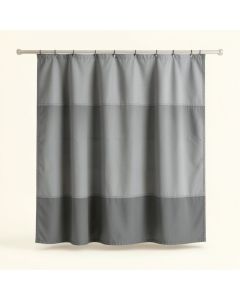 Shore Canyon Shower Curtain Hanging Flat From A Plain Rod - Gray (synthetic illustration; no displayed measurements)