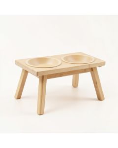 Field Crest Pet Feeding Stand With Two Plain Empty Bowls - Beige (synthetic illustration; no displayed measurements)