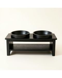 Willow Crest Pet Feeding Stand With Two Plain Empty Bowls - Black (synthetic illustration; no displayed measurements)