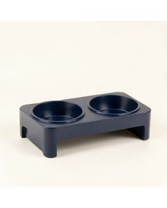 Reed Arc Pet Feeding Stand With Two Plain Empty Bowls (synthetic illustration; no displayed measurements)