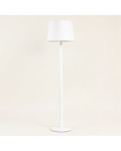 Vale Arc Floor Lamp With A Plain Fabric Shade - White (synthetic illustration; no displayed measurements)