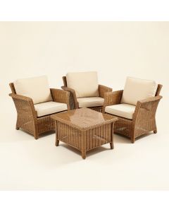 3 Piece Rattan Seating Group With Cushions (synthetic illustration; no displayed measurements)