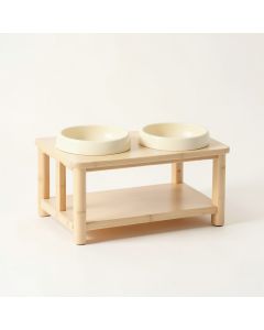 Hazel Falls Pet Feeding Stand With Two Plain Empty Bowls - Cream (synthetic illustration; no displayed measurements)