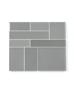 Linear Foil Random Sized Glass Mosaic Tile In Glossy Gray/Blend (synthetic illustration; no displayed measurements)