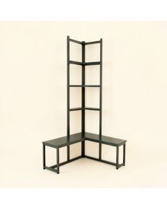 Corner Hall Tree With Bench And Shoe Storage (synthetic illustration; no displayed measurements)