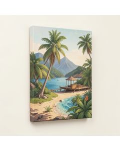 Hawaii Na Pali Vintage Advertisement On Wrapped Canvas (synthetic illustration; no displayed measurements)