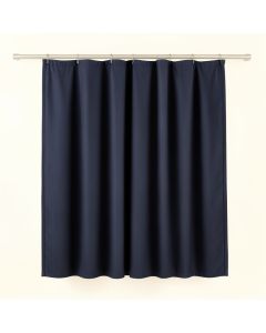 Meadow Crest Shower Curtain Hanging Flat From A Plain Rod - Navy (synthetic illustration; no displayed measurements)