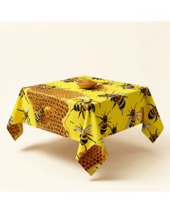 Bumble Bees Producing Honey By Filling Honeycombs Cells Themed Graphic Image Tabletop (synthetic illustration; no displayed measurements)