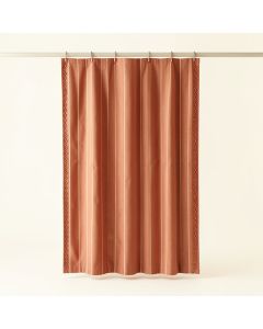 Laurel Falls Shower Curtain Hanging Flat From A Plain Rod - Terracotta (synthetic illustration; no displayed measurements)