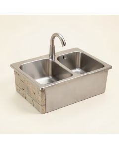 Kohler Tailor Large Double Basin Stainless Steel Sink With Etched Stone Insert (synthetic illustration; no displayed measurements)