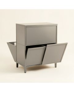 Elm Bridge Freestanding Pull-Out Hamper Cabinet - Gray (synthetic illustration; no displayed measurements)