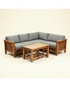 Winston Porter 4Pcs Wooden Patio Furniture Set Table & Sectional Sofa Garden (synthetic illustration; no displayed measurements)