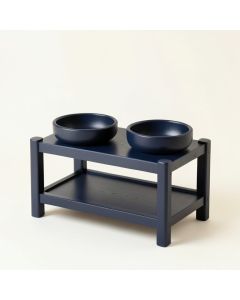 Ash Dale Pet Feeding Stand With Two Plain Empty Bowls - Navy (synthetic illustration; no displayed measurements)